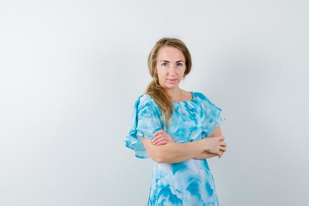 Expressive young woman posing in the studio