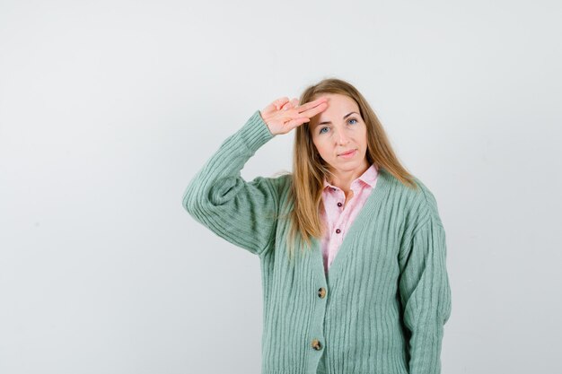 Expressive young woman posing in the studio