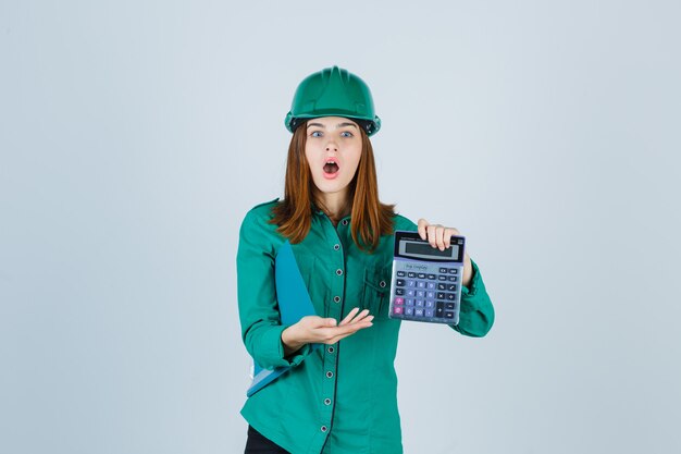 Expressive young woman posing in the studio