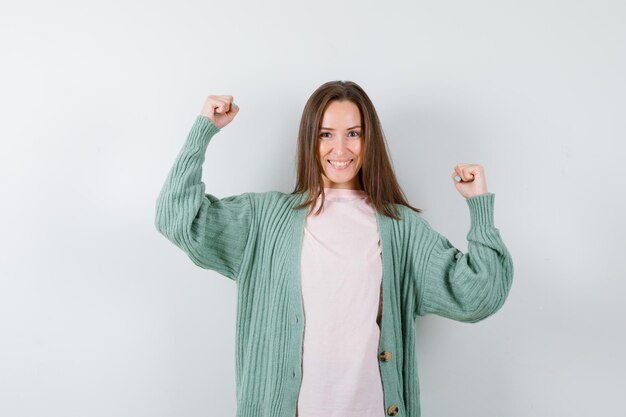 Expressive young woman posing in the studio