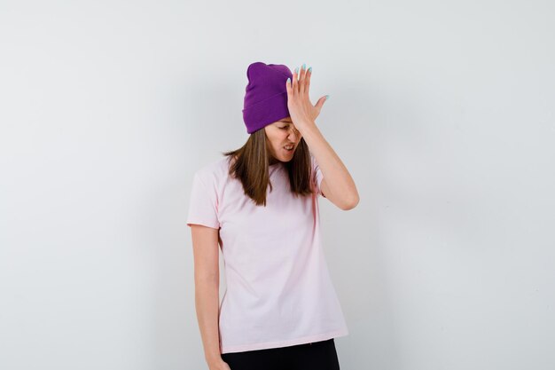 Expressive young woman posing in the studio