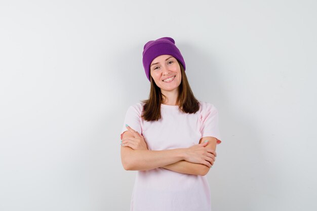 Expressive young woman posing in the studio