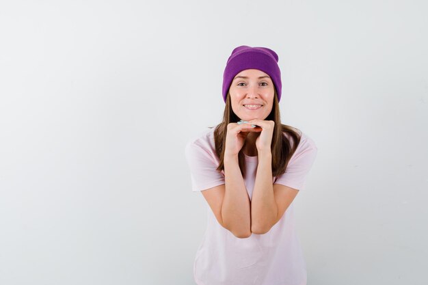 Expressive young woman posing in the studio