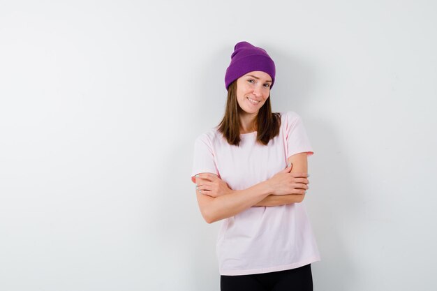 Expressive young woman posing in the studio