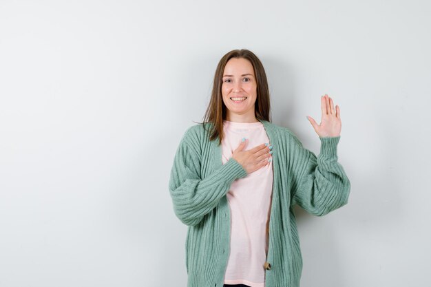 Expressive young woman posing in the studio