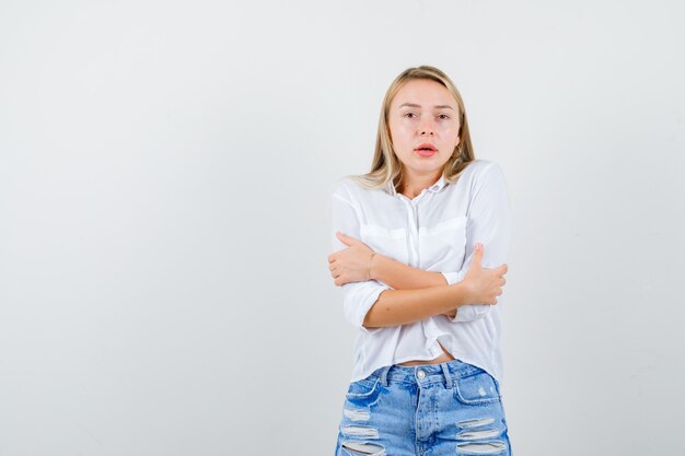 Expressive young woman posing