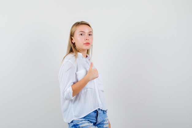 Expressive young woman posing