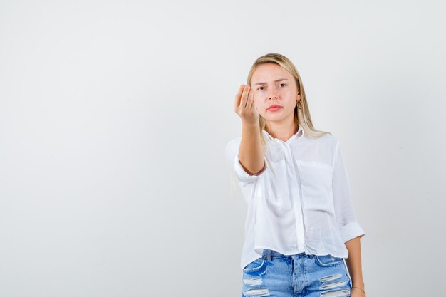 Expressive young woman posing