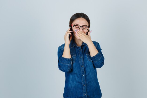 Expressive young woman posing