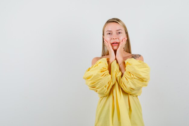 Expressive young woman posing