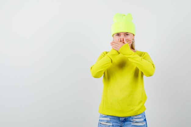 Expressive young woman posing