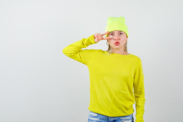 Expressive young woman posing