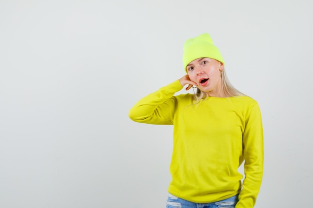 Expressive young woman posing