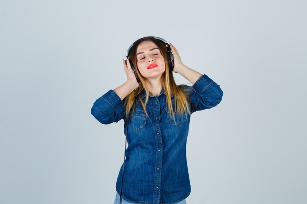 Expressive young woman posing