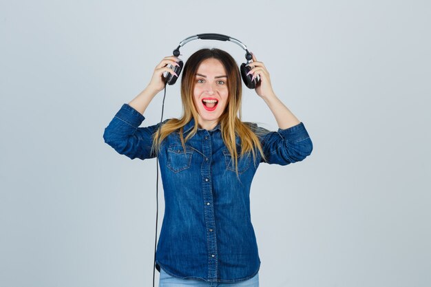 Expressive young woman posing