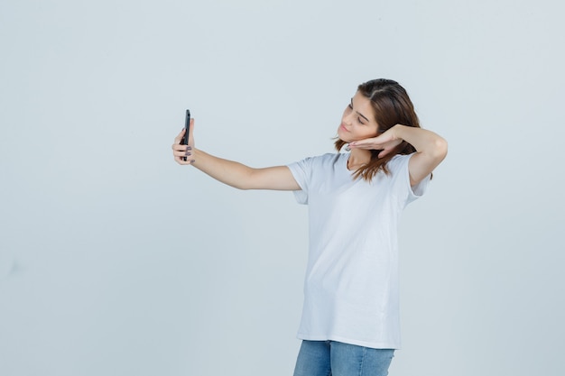 Expressive young woman posing