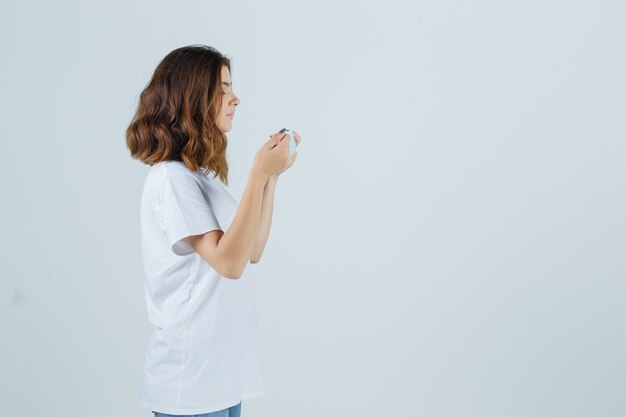 Expressive young woman posing