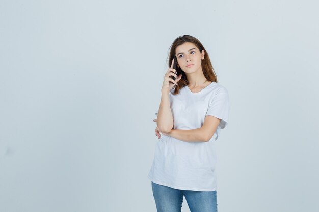 Expressive young woman posing