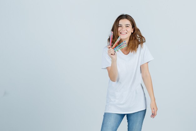 Expressive young woman posing