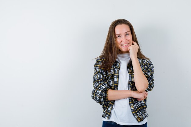 Expressive young woman posing