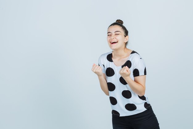 Expressive young woman posing