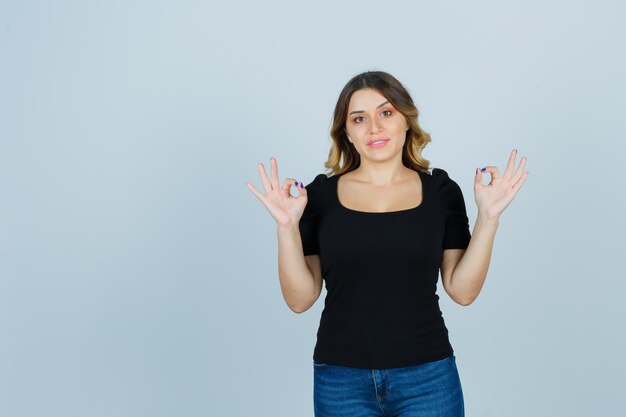 Expressive young woman posing