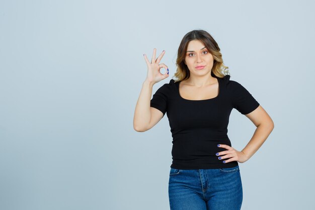 Expressive young woman posing