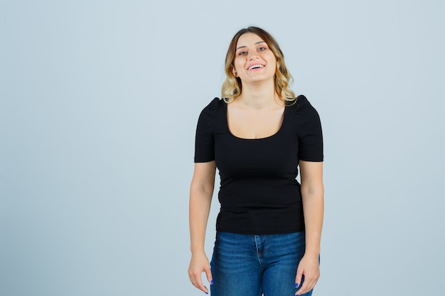 Expressive young woman posing