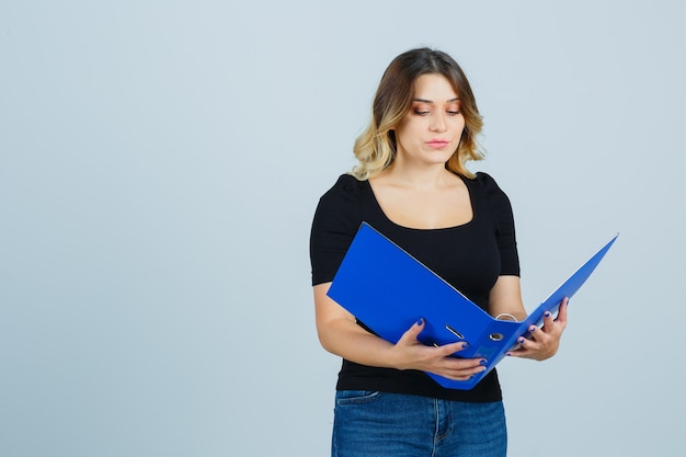 Expressive young woman posing