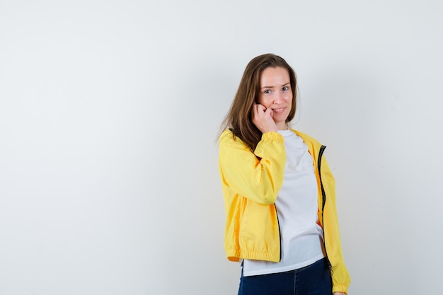 Expressive young woman posing