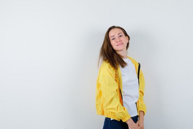 Expressive young woman posing