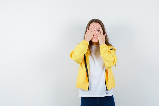 Expressive young woman posing