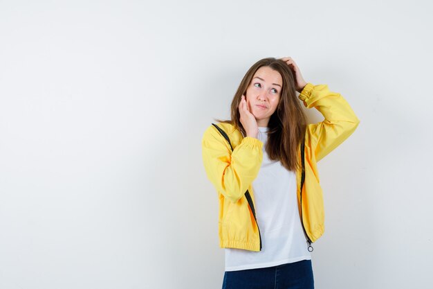 Expressive young woman posing