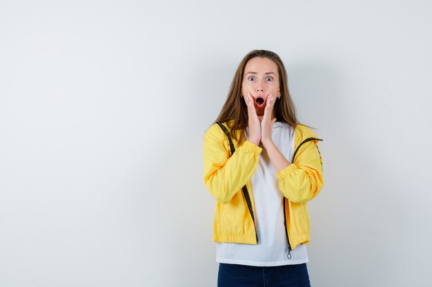 Expressive young woman posing