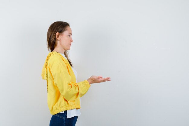 Expressive young woman posing