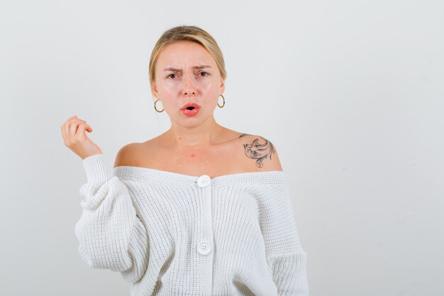 Expressive young woman posing