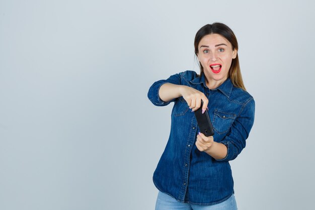 Expressive young woman posing