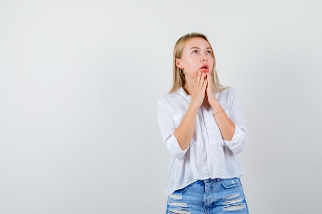 Expressive young woman posing