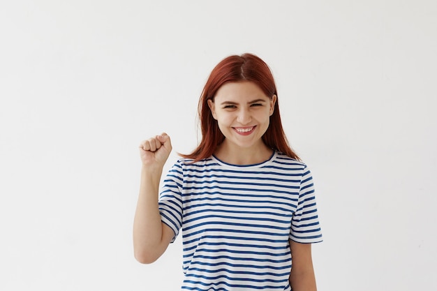 Expressive young woman posing