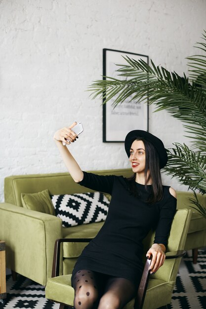 Expressive young woman posing