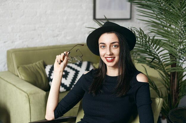 Expressive young woman posing