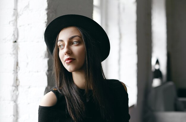 Expressive young woman posing