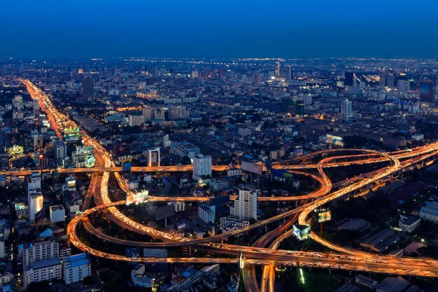 Expressway in downtown at twilight bangkok thailand