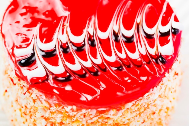 Extreme close-up of red jelly cake