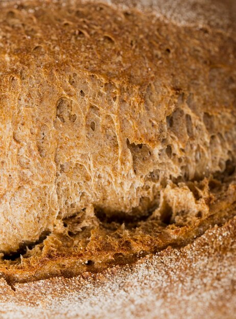 Extreme close-up texture of baked bread