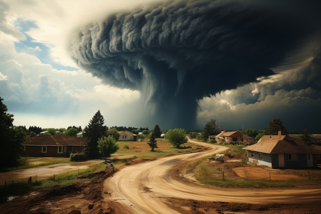 Extreme tornado near houses