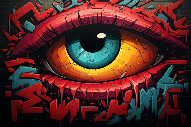 Free photo eye graffiti illustration