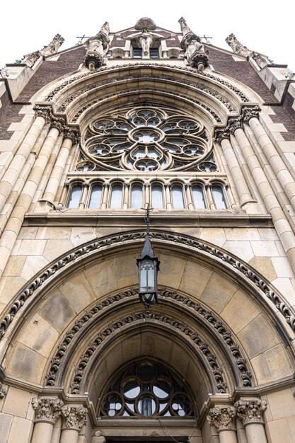 Facade of an ancient church in the Gothic style