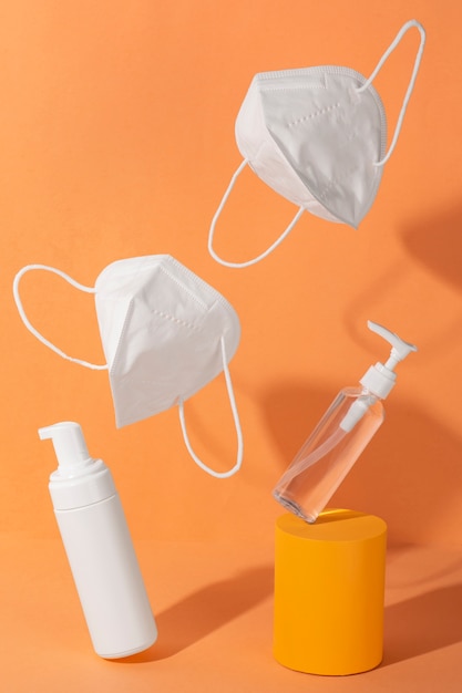 Face mask surrounded by hygienic liquid