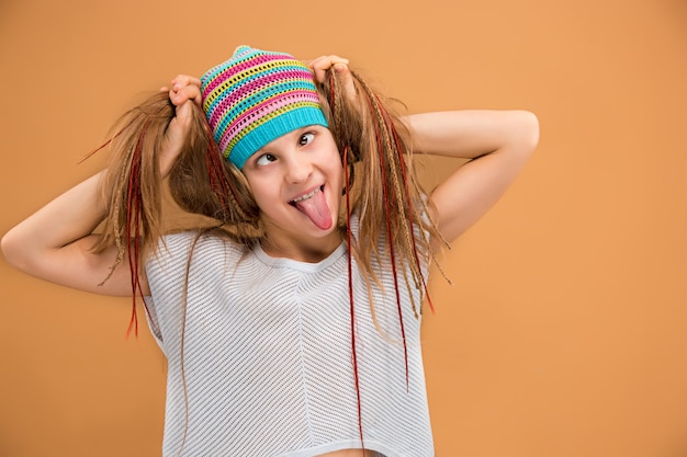 Free Photo the face of playful happy teen girl